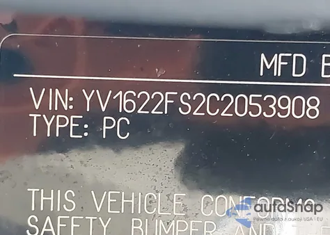 2012 Volvo S60 T5 z USA, uszkodzony, nr VIN YV1622FS2C2053908